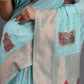 Shree Shyam Fashion Linen Cotton Sky Blue Saree