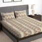 Story@home Brown & White Striped Microfiber 180 TC Bedsheet With Pillow Cover - Swadesiicart