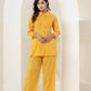 Kaajh Women's Yellow Zigzag Print Cotton Co-ord Set - Swadesiicart