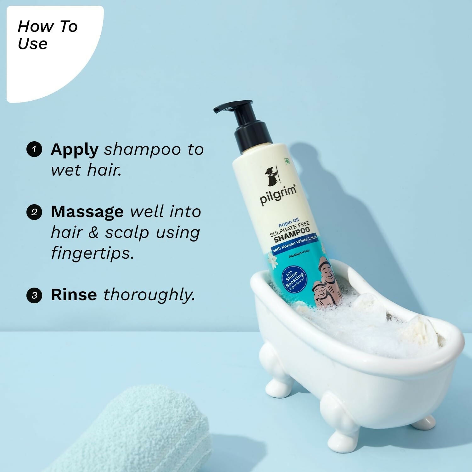 Pilgrim Sulphate Free Shampoo For Dry Frizzy Hair With Korean White Lotus - Swadesiicart