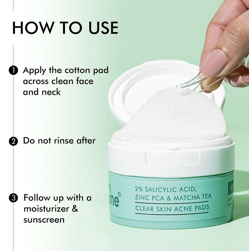 mCaffeine 2% Salicylic Acid Serum Clear Skin Acne Pads - Acne & Oil Control with Matcha Tea - Swadesiicart