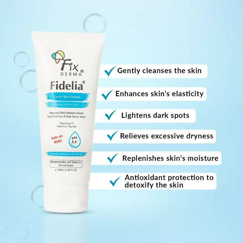 Fixderma Fidelia Gentle Skin Cleanser For Dry & Sensitive Skin - Swadesiicart