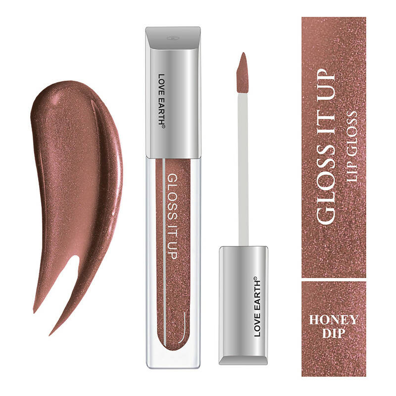 Love Earth Lip Gloss - Honey Dip (Brown Glitter) - Swadesiicart