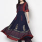 Aniyah Rayon Navy Blue Color Block Print Anarkali Palazzo Set (AN-176K)