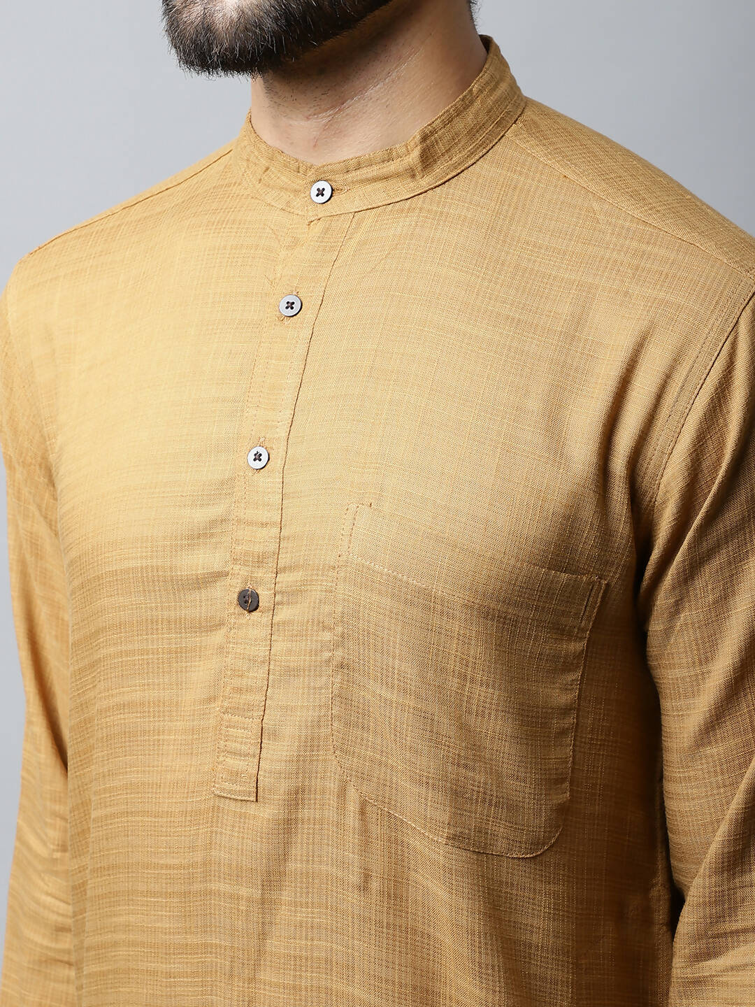 Even Apparels Brown Color Pure Cotton Men's Kurta With Band Collar (SLD1177) | Swadesiicart