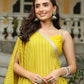 Janasya Yellow Georgette Solid Top Bottom Cape | Swadesiicart