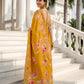 Aastha Fashion Mustard Premium Russian Silk Designer Floral Position Print Saree