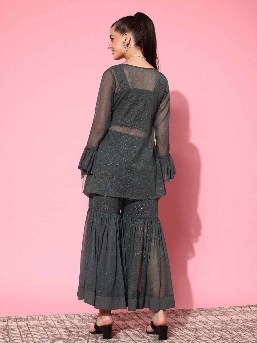 Ahalyaa Women's Traditional Wear Co-ods - Grey | Swadesiicart