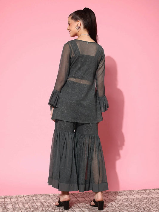Ahalyaa Women's Traditional Wear Co-ods - Grey | Swadesiicart