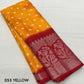 Yellow Jute Silk Printed Saree with Unstitched Blouse - Hiral Fashion | Swadesiicart