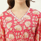 FIORRA Women's Printed Pure Cotton Kaftan Kurta - Red - Swadesiicart