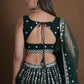 Bottlegreen Georgette Zari,Sequence Thread Embroidery Work Lehenga Choli - Jihu Culture