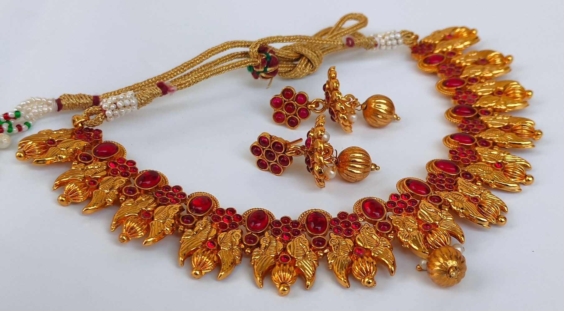 Kemp Peacock Pink Necklace Set - Swadesiicart