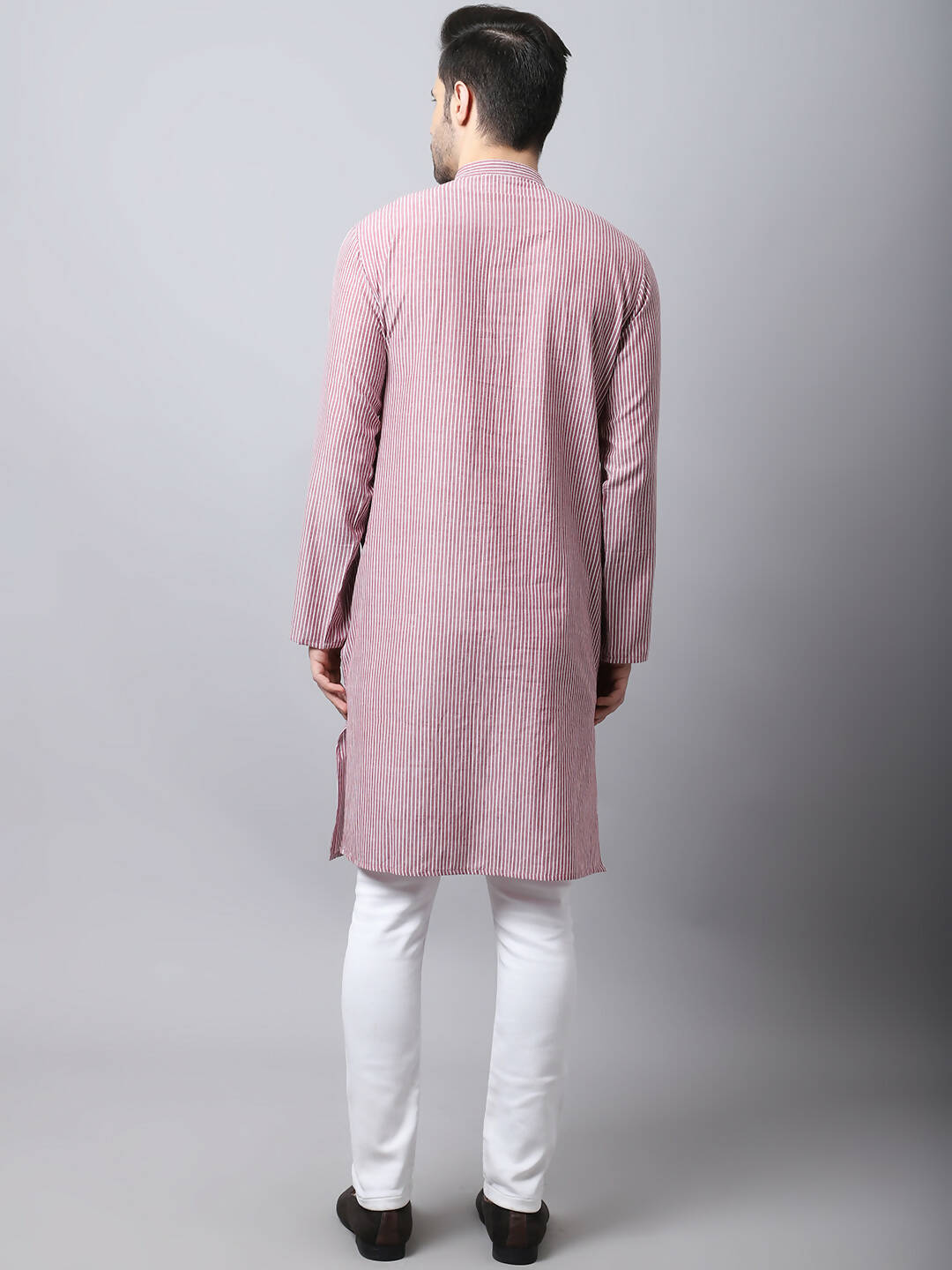 Even Apparels Red Pure Cotton Men's Kurta With Band Collar | Swadesiicart