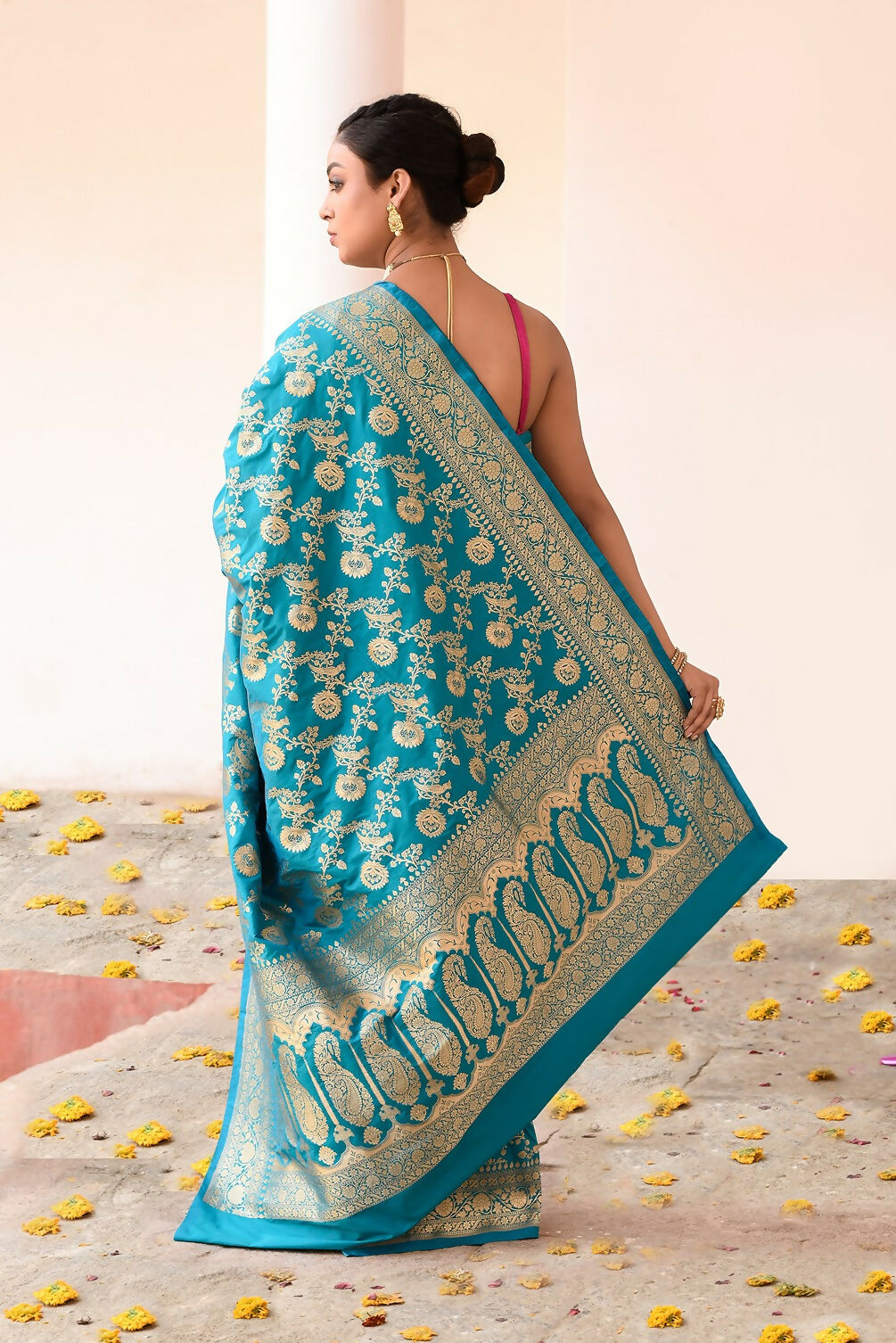 Joban Fashion Aqua Soft Pure Handloom Banarasi Silk Saree | Swadesiicart