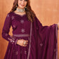 Wine Purple Festive Embroidered Art Silk Anarkali Suit - Emponline | Swadesiicart
