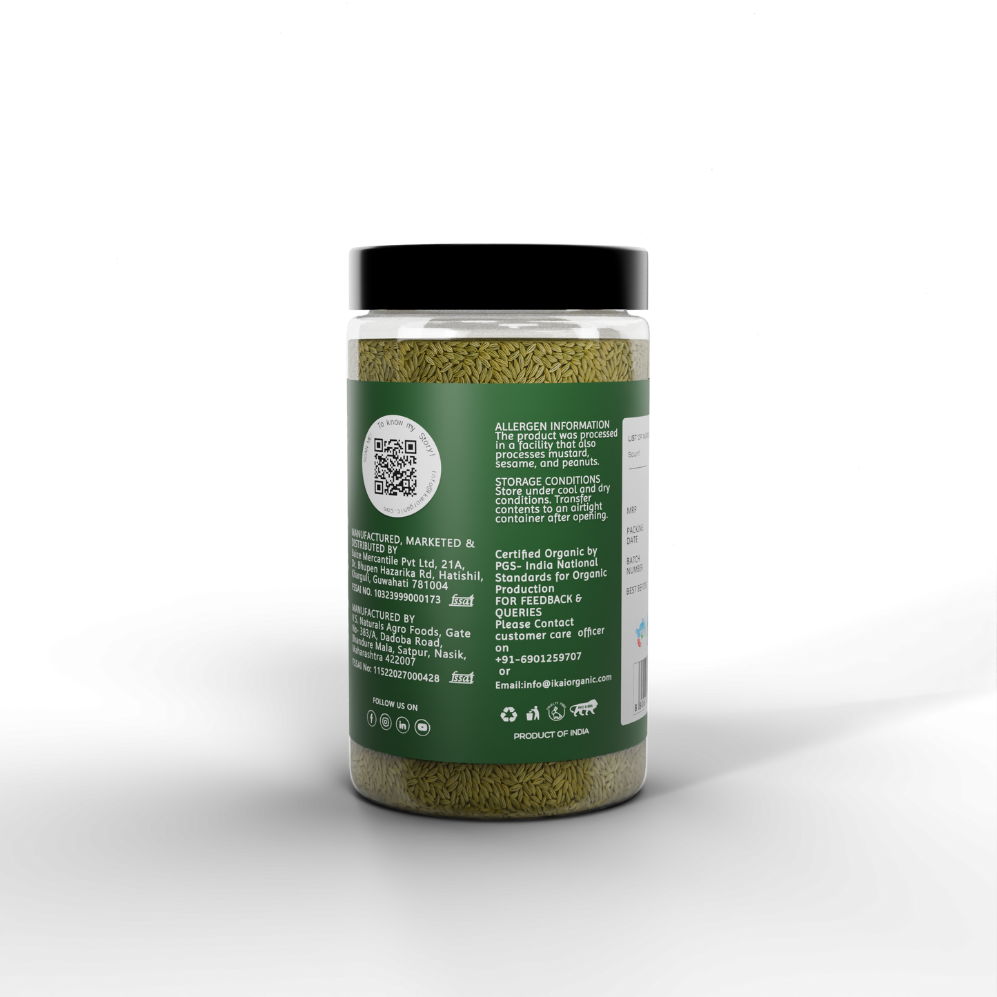 4 - Organic Fennel Seeds - 100g