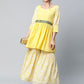 Ahalyaa Women Yellow Crepe Floral Short Kurta with Sharara Set | Swadesiicart