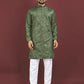 Anaita Dark Green Embroidered Silk Straight Kurta