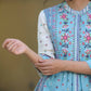 Juniper Women's Skyblue Cambric Printed Flared Dress | Swadesiicart