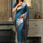Astita Banarasi Silk Blue Saree | Swadesiicart