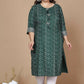 Miravan Women's Plus Size Rayon Bandhani Print Straight Kurta Green - Swadesiicart