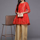 Ahalyaa Womens Red Colour Chanderi Printed Tunic | Swadesiicart