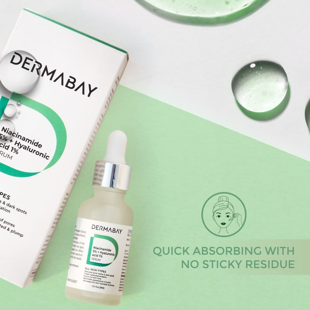 Dermabay Niacinamide 5%+ Hyaluronic acid 1% Serum | Swadesiicart