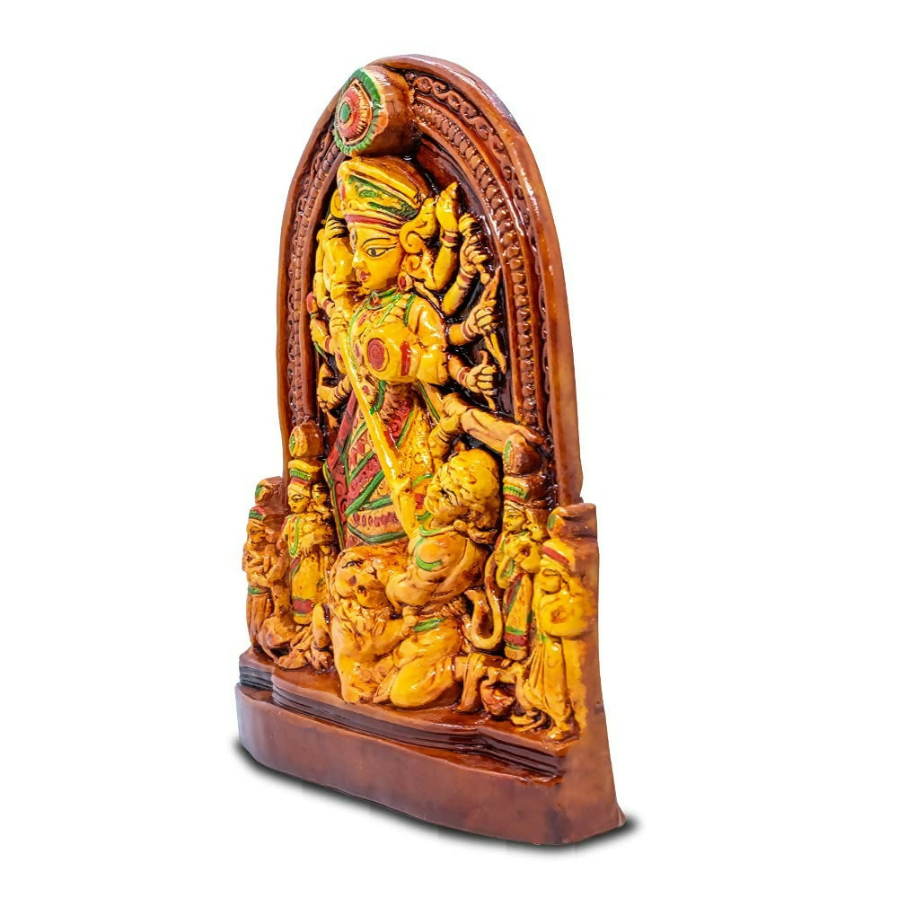 Rare Planet Stoneware Handpainted Maa Durga Standard - Swadesiicart