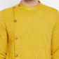 Even Apparels Yellow Pure Cotton Men's Sherwani Kurta With Asymetrical Cut | Swadesiicart