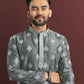 Anaita Grey Embroidered Silk Straight Kurta