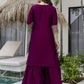 The52 Wine Beautiful Embroidered Vichitra Silk Fabric Straight Kurta, Palazzo and Dupatta Set - Swadesiicart