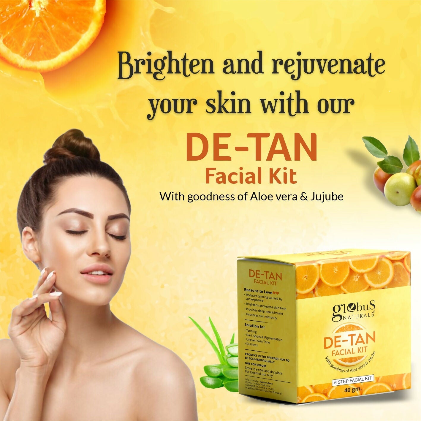 Globus Naturals De-Tan 6 Step Facial Kit | Swadesiicart
