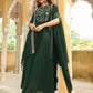 Janasya Dark Green Georgette Embroidered Dress & Jacket | Swadesiicart