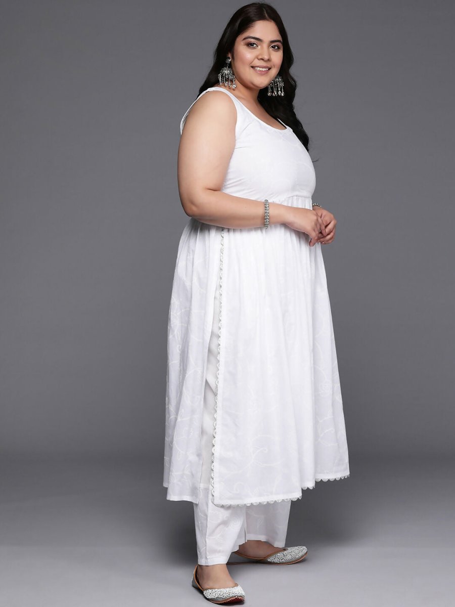 Ahalyaa Women's Traditional wear Kurta Set - White | Swadesiicart