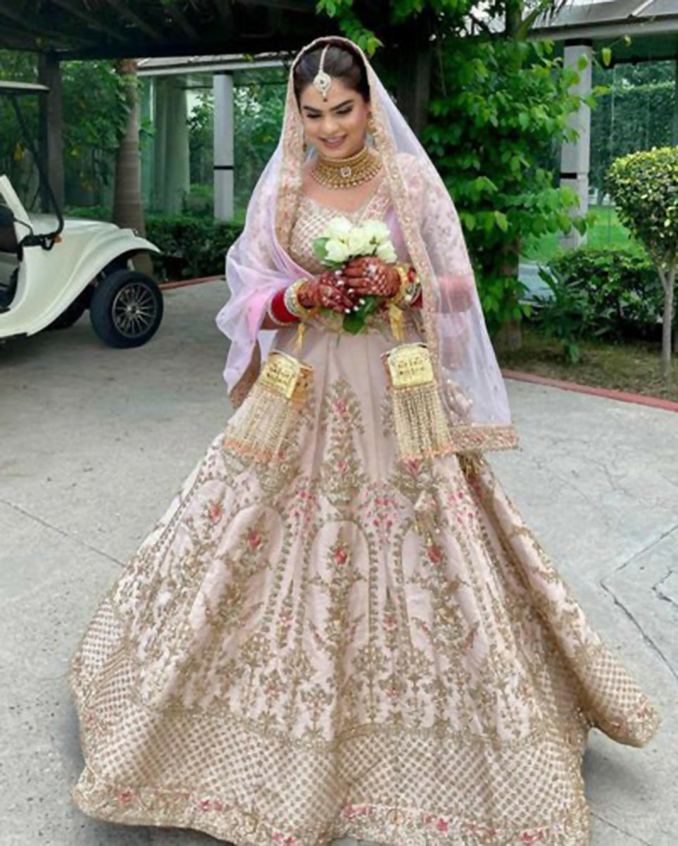 Jyoti Fashion Delightful Rose Pink Sequins with Zari Thread & Coding Dori Embroidery work Lehenga Choli with Dupatta | Swadesiicart