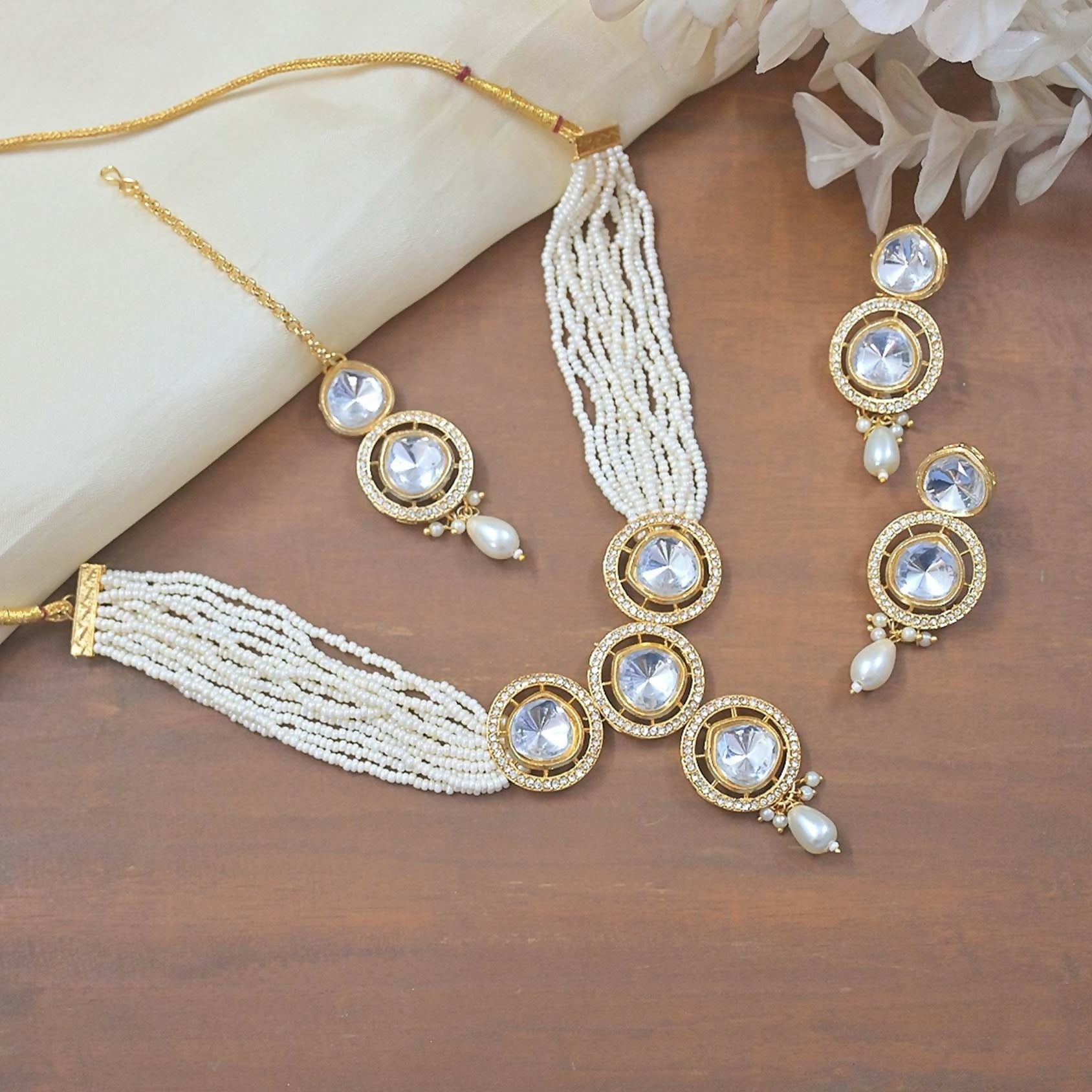 Joban Fashion Copper Polki Pearl Choker | Swadesiicart
