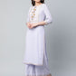 Ahalyaa Women's Powder Blue Crepe Gold Printed Kurta Palazzo Set | Swadesiicart
