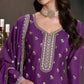 Anaita Purple Chinon Embroidered Thread Work Stitched Salwar Suit