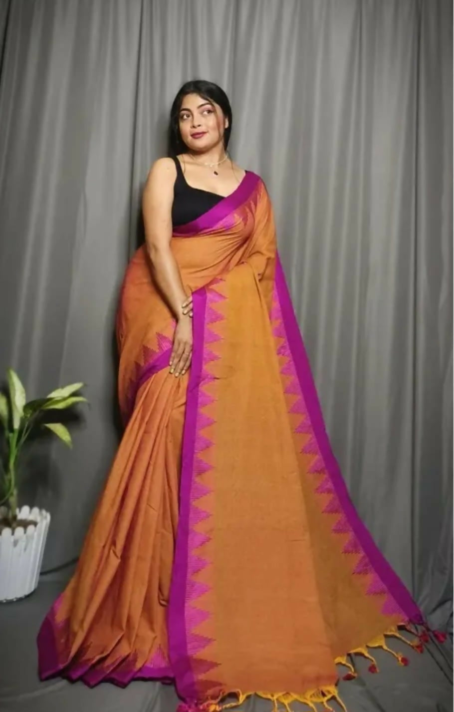 Exclusive Collection Beautiful Mustard Pure Cotton Woven Handloom Saree With Running Blouse Piece - Swadesiicart
