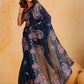 Vamsee Suhanisha Navy Blue Korean Shimmer Silk Saree - Swadesiicart
