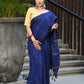 Beatitude Blue Khadi Ghicha Stripes Saree
