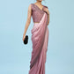 Purple Ombre Satin Georgette Plain Ready to wear Saree with stitched Blouse - Vrinda | Swadesiicart