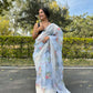 Vamsee White Organza Saree - Swadesiicart