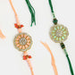 NVR Men Set of 2 Pink & Green Stone-Studded Rakhi With Roli Chawal | Swadesiicart