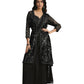 Black Crepe Silk Sequence Embroidered & Stone Work With Sequence Work Jacket Saree With Stitched Blouse - Mohmanthan La Belle