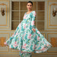 Pomcha Jaipur Blue Saadgi Palm Leaf Anarkali Set | Swadesiicart