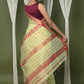 Very Much Indian Handloom Cotton Silk Maheshwari Saree With Sleek Golden Border - Chartreuse Green | Swadesiicart