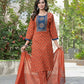 BulBul Aaliya Elegance Rust Cotton Kurta Set with Dupatta - Swadesiicart