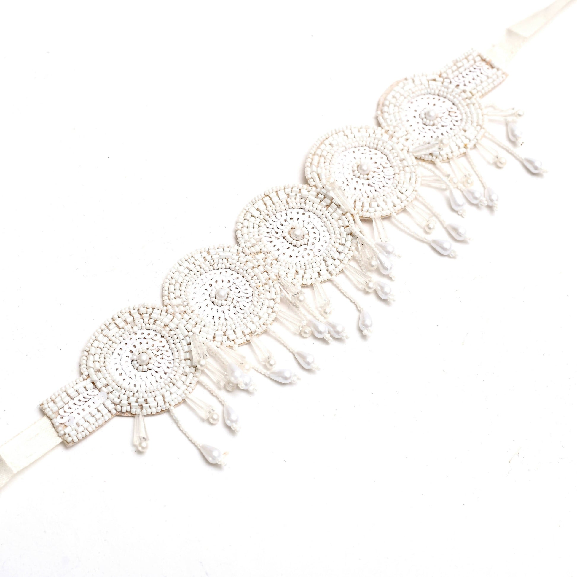 Mominos Fashion Johar Kamal Handicraft Off White/Golden Pearls Necklace with Earrings For Women - Swadesiicart